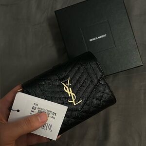 Authentic YSL Saint Laurent Black Trifold Wallet – New w/ Tags (Retail $725)